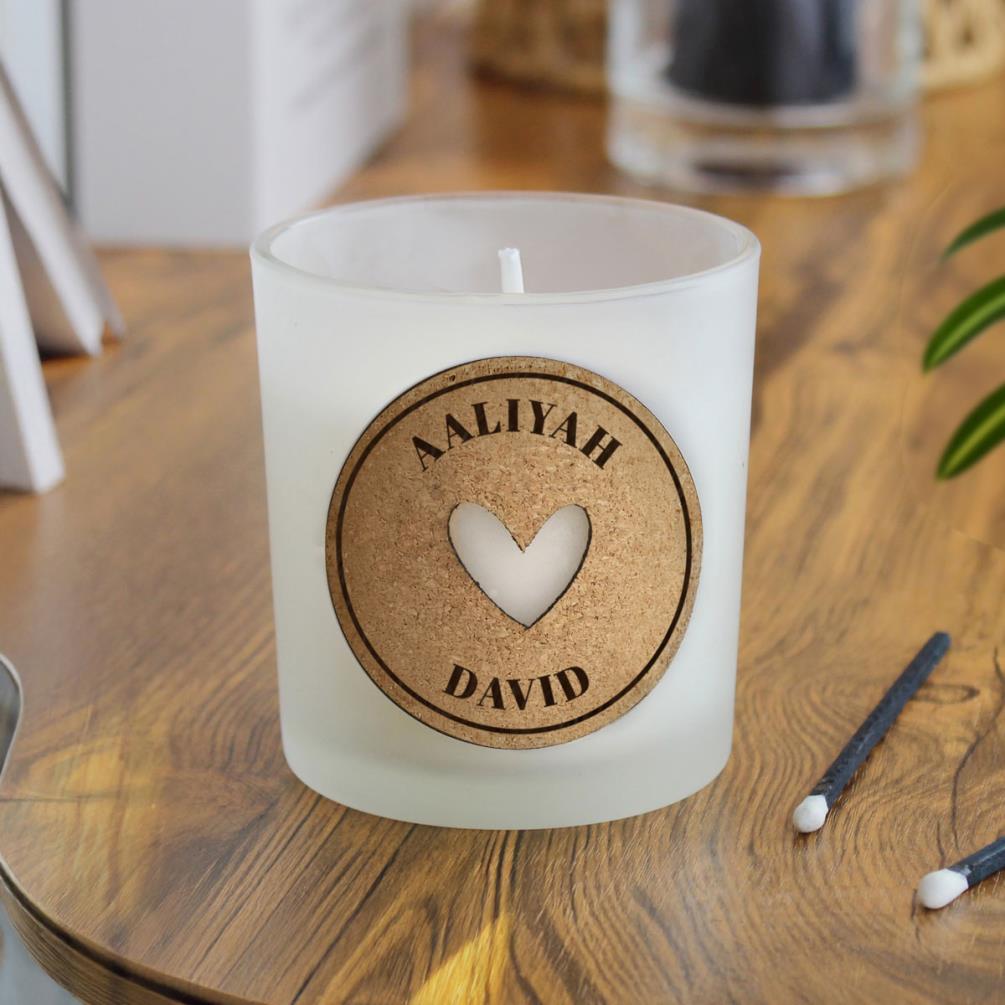 Personalised Heart Cork Label Jar Candle Extra Image 1